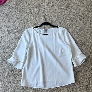 H&M White Blouse with Ruffled Sleeves